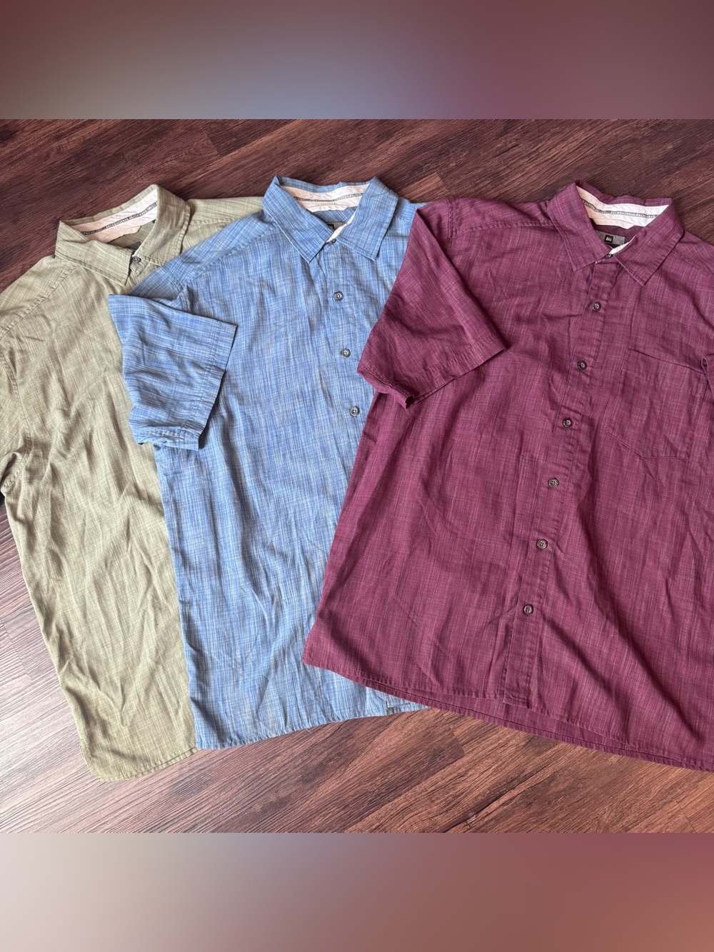 REI Co-op Shirt Ventura Short Sleeve Medium Green Blue Maroon Vintage Lot Of 3